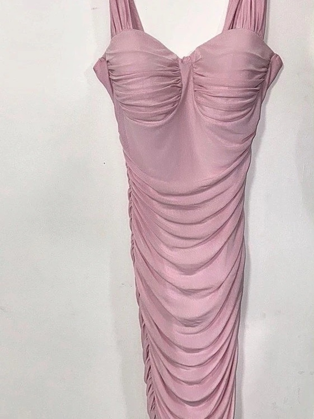 ASA Ruched Midi Dress in Pink Size Small